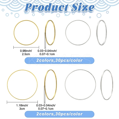 120Pcs 2 Styles 2 Colors Brass Linking Rings KK-YW0003-98-1