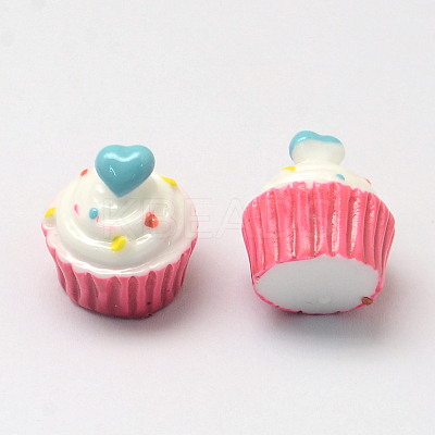 Heart with Cake Resin Cabochons CRES-R183-04B-1