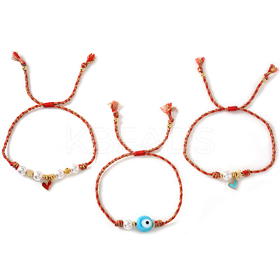 3Pcs Handmade Brass Enamel Charm Bracelets OI2276-11-1