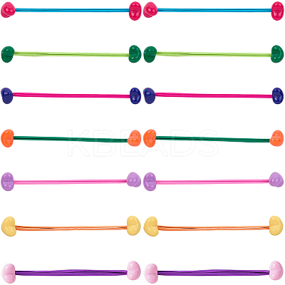 7Pcs 7 Styles Candy Color Acrylic Heart Hair Ties OHAR-CP0001-22B-1