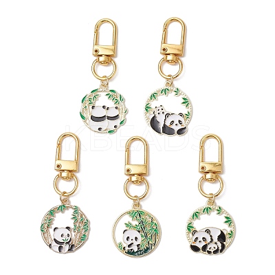 Panda Alloy Enamel Pendant Decoration HJEW-JM02602-1