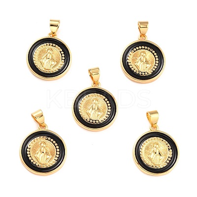 Brass Enamel Pendants KK-P209-03G-RS-1