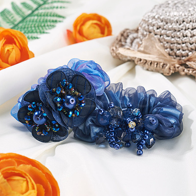 2Pcs 2 Colors Chic Solid Color French Satin Pigtail Hair Tie for Elegant Hairstyles OHAR-TA0001-11-1