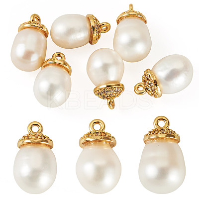 6Pcs Natural Cultured Freshwater Pearl Pendants PALLOY-TAC0174-1