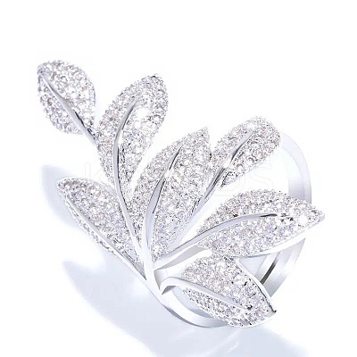 Brass Micro Pave Clear Cubic Zirconia Finger Rings FS-WG77E03-05-1