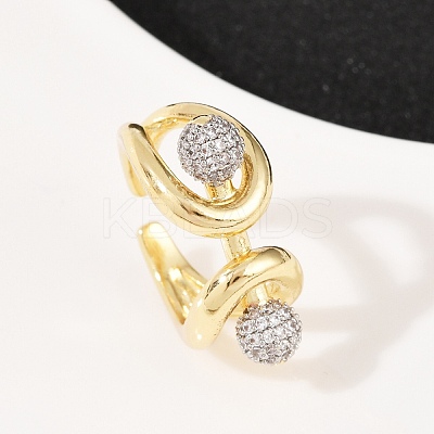 Brass Micro Pave Cubic Zirconia Adjustable Cuff Rings RJEW-C140-11G-1
