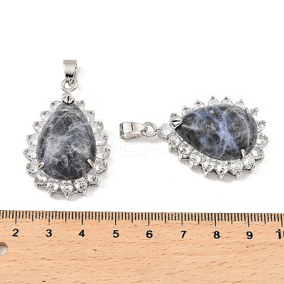 Natural Sodalite & Rhinestone Pendants G-K338-31P-02-1