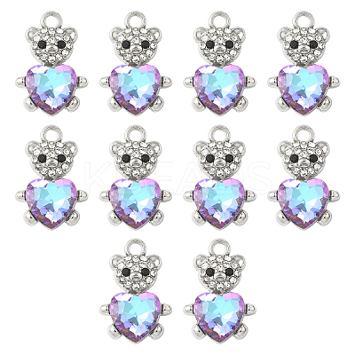 10Pcs Alloy Glass Pendants GLAA-YW0005-41P-03-1