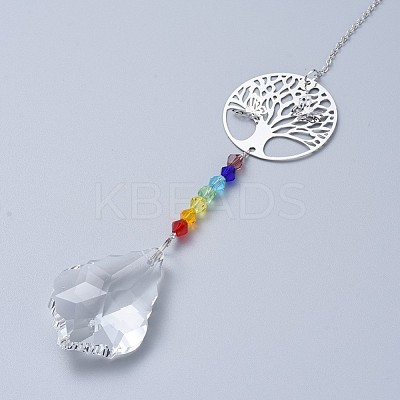 Crystals Chandelier Suncatchers Prisms Chakra Hanging Pendant AJEW-I040-20P-1