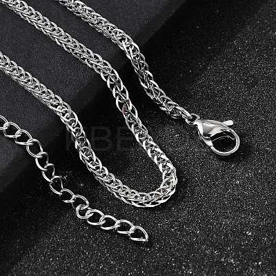 3MM 304 Stainless Steel Wheat Chain Necklaces for Men STAS-V011-03D-P-1