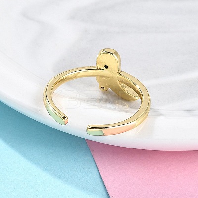 Rack Plating Brass Micro Pave Cubic Zirconia Open Cuff Rings for Women KK-K392-59G-03-1