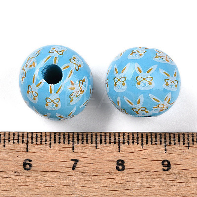 Easter Theme Printed Wood Beads WOOD-T032-22F-1
