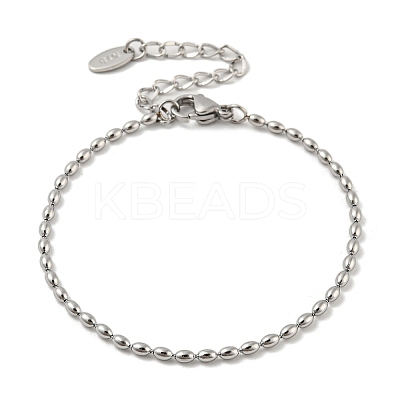 Non-Tarnish 201 Stainless Steel Rugby Beaded Chain Bracelets LS-BJEW-G696-01A-P-1