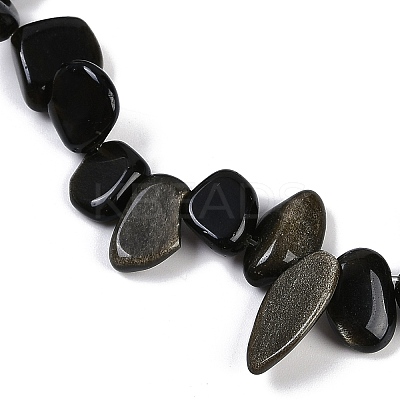 Natural Golden Sheen Obsidian Nuggets Beads Strands G-B125-A01-01-1