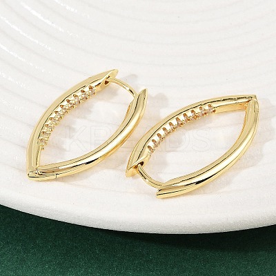 Brass Micro Pave Clear Cubic Zirconia Horse Eye Hoop Earrings EJEW-G446-04A-G-1