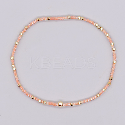 Bohemian Style Rainbow Glass & Brass Beaded Handmade Fashion Women's Bracelet QD2599-9-1