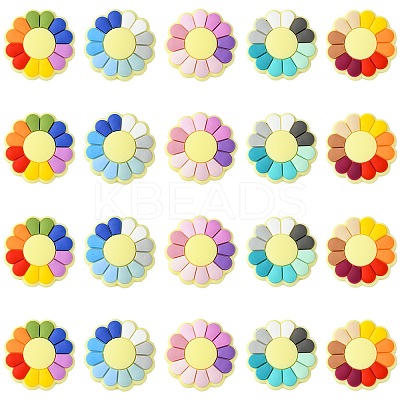 20Pcs 5 Colors Flower Food Grade Eco-Friendly Silicone Focal Beads SIL-CJ0002-28-1