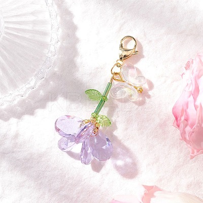 Handmade Glass Seed Beaded and Acylic Butterfly Pendant Decorations Sets HJEW-MZ00259-02-1