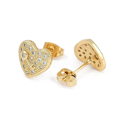 Brass Micro Pave Clear Cubic Zirconia Stud Earrings for Women EJEW-U030-02G-01-1