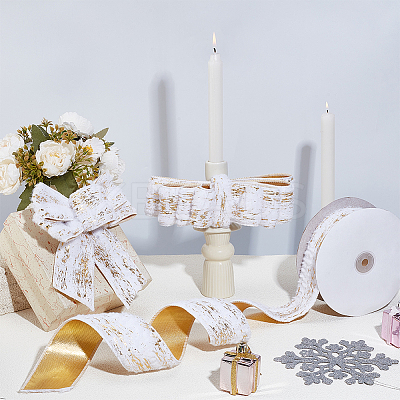 Gold Stamping Single Face Velvet Ribbon OCOR-WH0082-360A-1