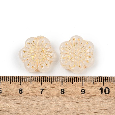 Baking Paint and Golden Metal Enlaced Glass Beads DGLA-T004-09L-1