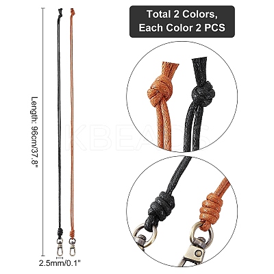 4Pcs 2 Colors Wax Cord Necklace Makings AJEW-PH0003-03-1