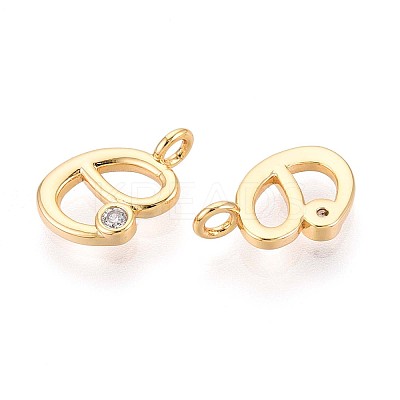 Brass Micro Pave Cubic Zirconia Charms KK-N263-97G-E-1