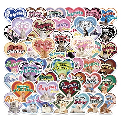 49Pcs Cat and Dog PVC Self Adhesive Stickers Set STIC-C003-01-1