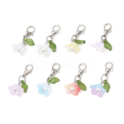 8Pcs 8 Colors Flower Acrylic Pendant Decorations HJEW-FS00034-03-1