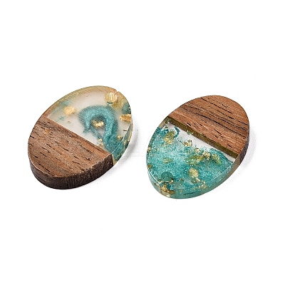 Transparent Resin and Walnut Wood Pendants RESI-T057-04I-1