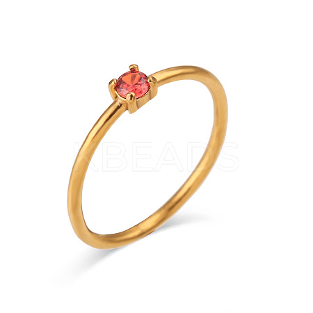 Flat Round 304 Stainless Steel Micro Pave Cubic Zirconia Finger Rings FS-WG2DA17-01-1