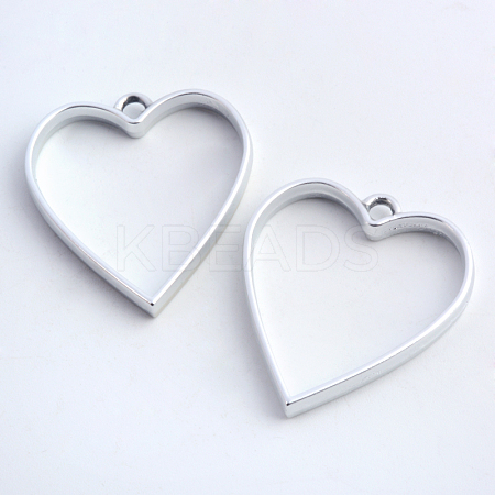 Rack Plating Alloy Heart Open Back Bezel Pendants X-PALLOY-S047-12B-FF-1