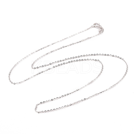 Anti-Tarnish Rhodium Plated 925 Sterling Silver Cable Chains Necklace for Women STER-I021-08B-P-1