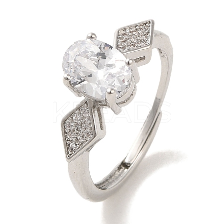 Brass Micro Pave Cubic Zirconia Rings for Women RJEW-E295-43P-1