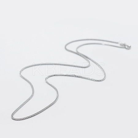 Anti-Tarnish Rhodium Plated 925 Sterling Silver Chain Necklaces STER-F039-55cm-16P-1