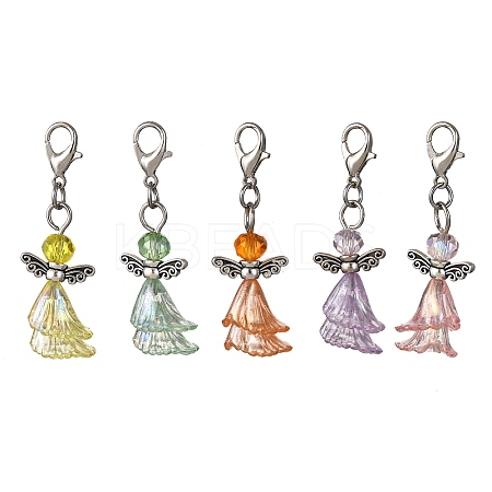 Angel Glass & Acrylic Pendant Decorations HJEW-JM03471-S-1