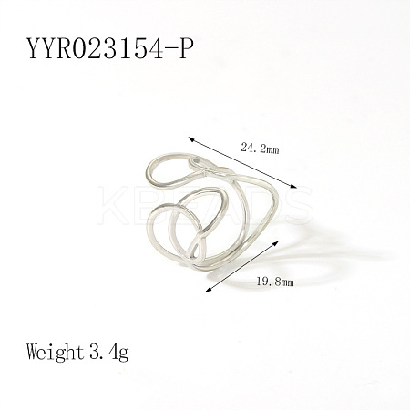 Vintage 304 Stainless Steel Open Cuff Rings Simple Luxury Fashion Accessory DJ6365-6-1
