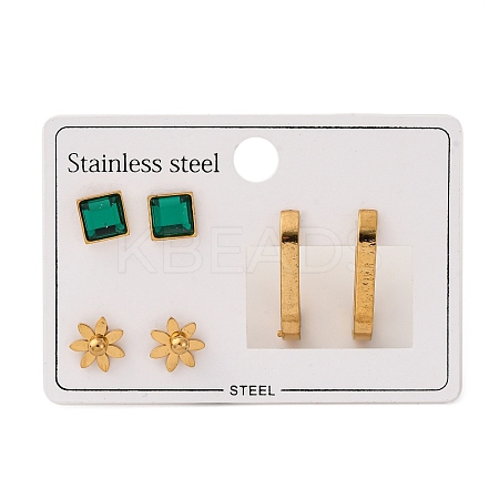 304 Stainless Steel Stud & Hoop Earrring Set for Women LS-EJEW-U063-06B-G-1