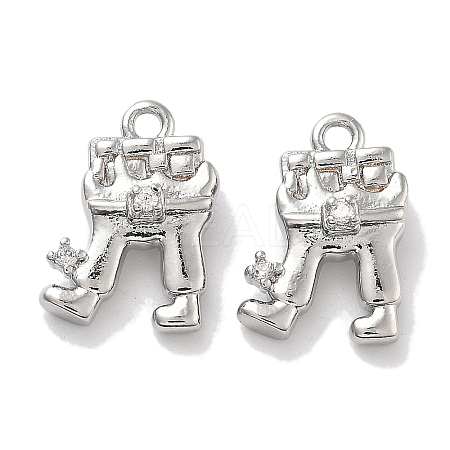 Rack Plating Brass Clear Cubic Zirconia Pendants KK-M102-21P-A-1