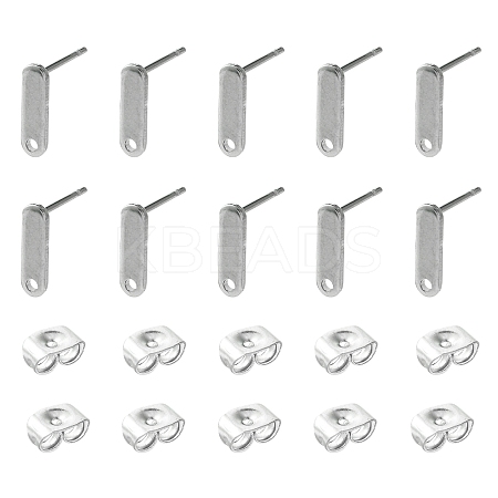 10Pcs 201 Stainless Steel Stud Earring Findings with Hole EJEW-FS0001-14D-1
