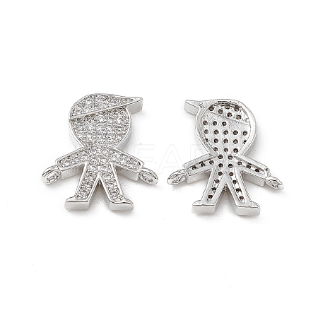 Brass Micro Pave Clear Cubic Zirconia Connector Charms KK-E068-VB030-1