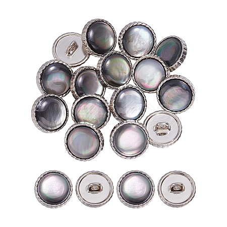 16Pcs 1-Hole Shell Alloy Shank Buttons BUTT-NB0002-03P-1