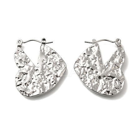 304 Stainless Steel Groove Heart Hoop Earrings for Women EJEW-S227-65P-1