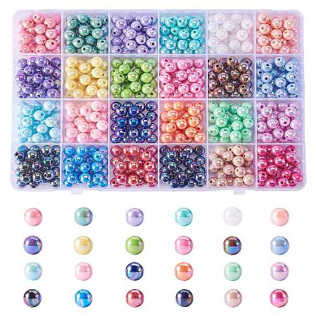 600Pcs 24 Colors Opaque Acrylic Beads MACR-CJ0001-16-1