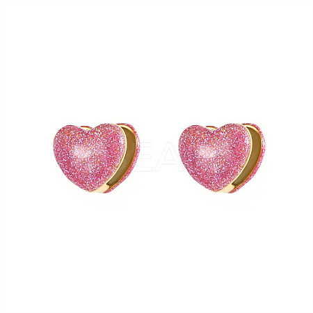 Heart Shape Golden 304 Stainless Steel Hoop Earrings TZ8486-2-1