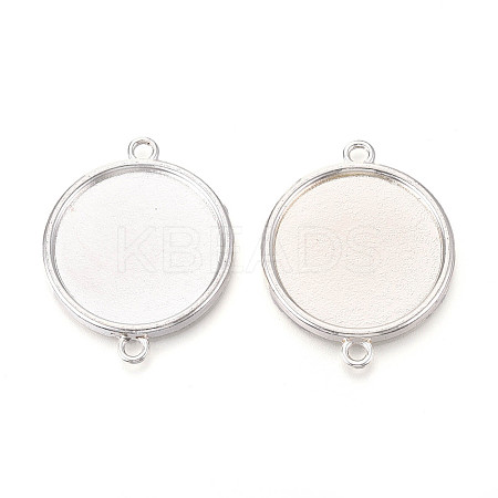 Tibetan Style Alloy Flat Round Connector Cabochon Settings PALLOY-N178-11AS-1