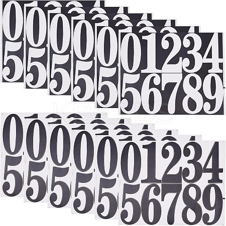 12 Sheets 2 Colors Number 0~9 PVC Waterproof Self-Adhesive Sticker DIY-NB0007-28-1