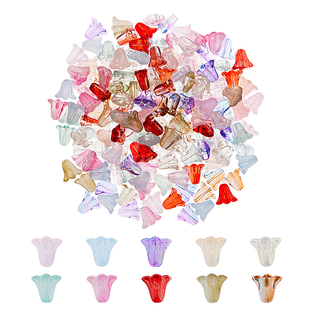300Pcs 10 Colors Spray Painted Transparent Glass Beads GLAA-HS0001-04-1