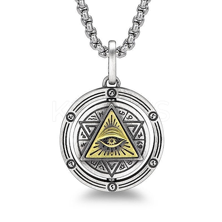 Spinner Star of Daivd with Eye 201 Stainless Steel Pendant Necklace LS-MATO-PW0001-065-1