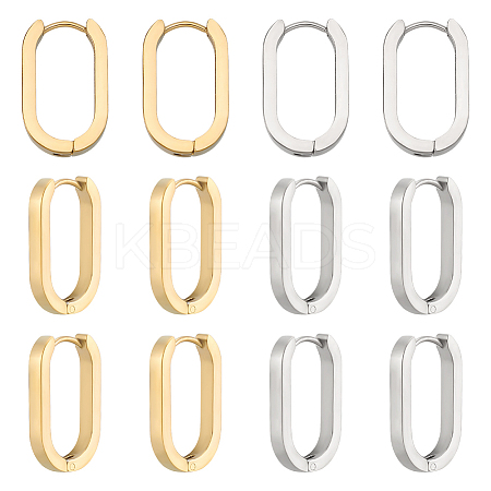 6 Pairs 2 Colors 304 Stainless Steel Huggie Hoop Earrings STAS-UN0025-25-1